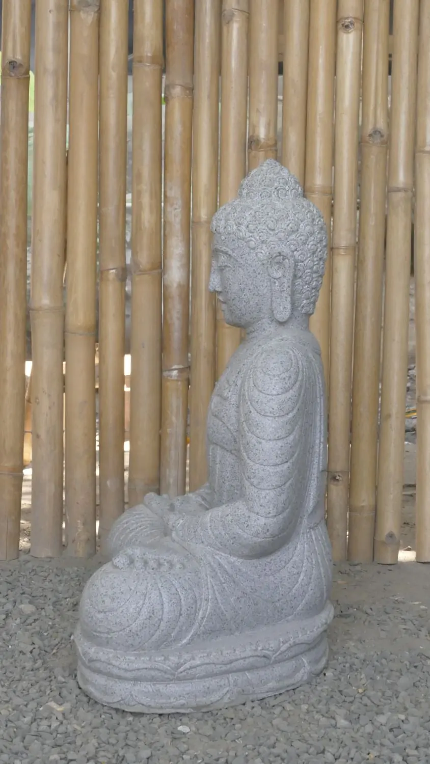  Product image 3 of the product “Seated Buddha made of Riverstone in Dhyana position - gesture of meditation, 63cm height, natural ”